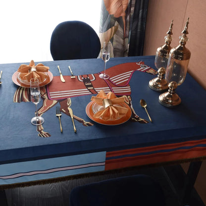 Botticino Horse Print Velvet Tablecloth