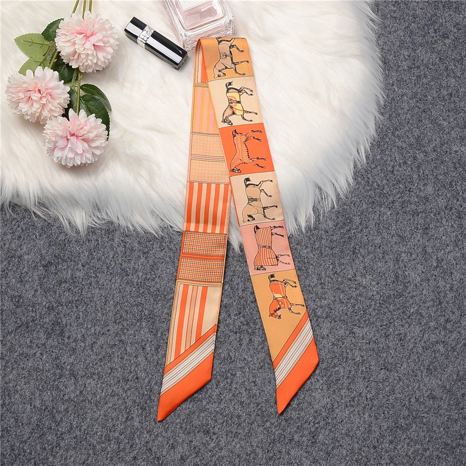 Goga Orange Twilly Skinny Scarf