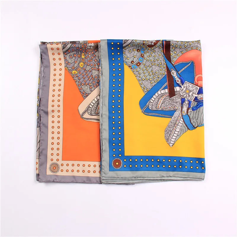 Saddle Yellow Silk Scarf / 90cm