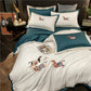 4-Piece Embroidered Egyptian Cotton Sateen Bedding Set