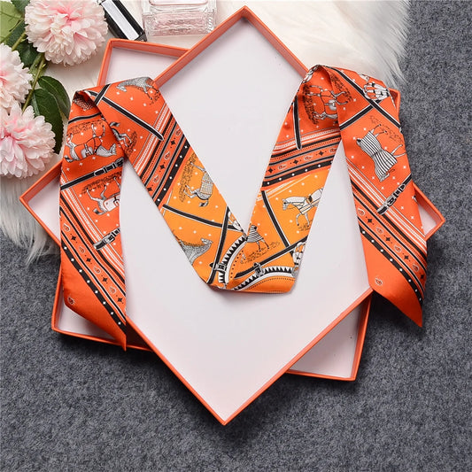 Nana Orange Twilly Skinny Scarf