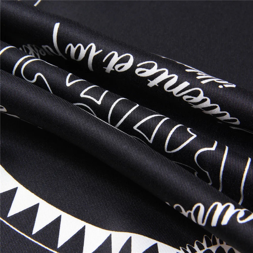 Curled Black Silk Scarf / 90cm