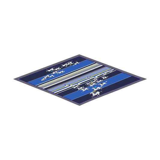 Horse Race Blue Silk Diamond Scarf