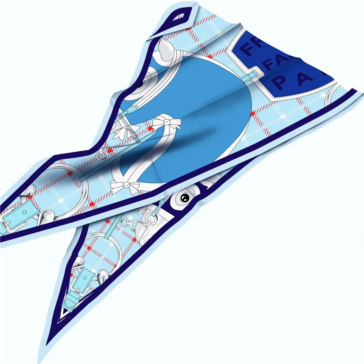 Head Blue Silk Diamond Scarf