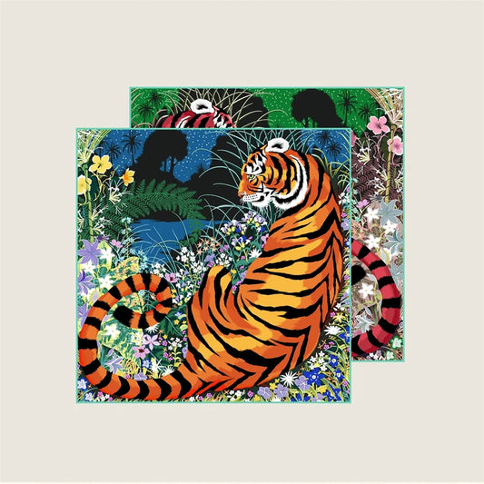 Tiger Navy Double Print Scarf / 70cm