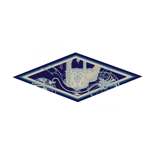 Four-Wheeled Carriage Navy Silk Diamond Scarf