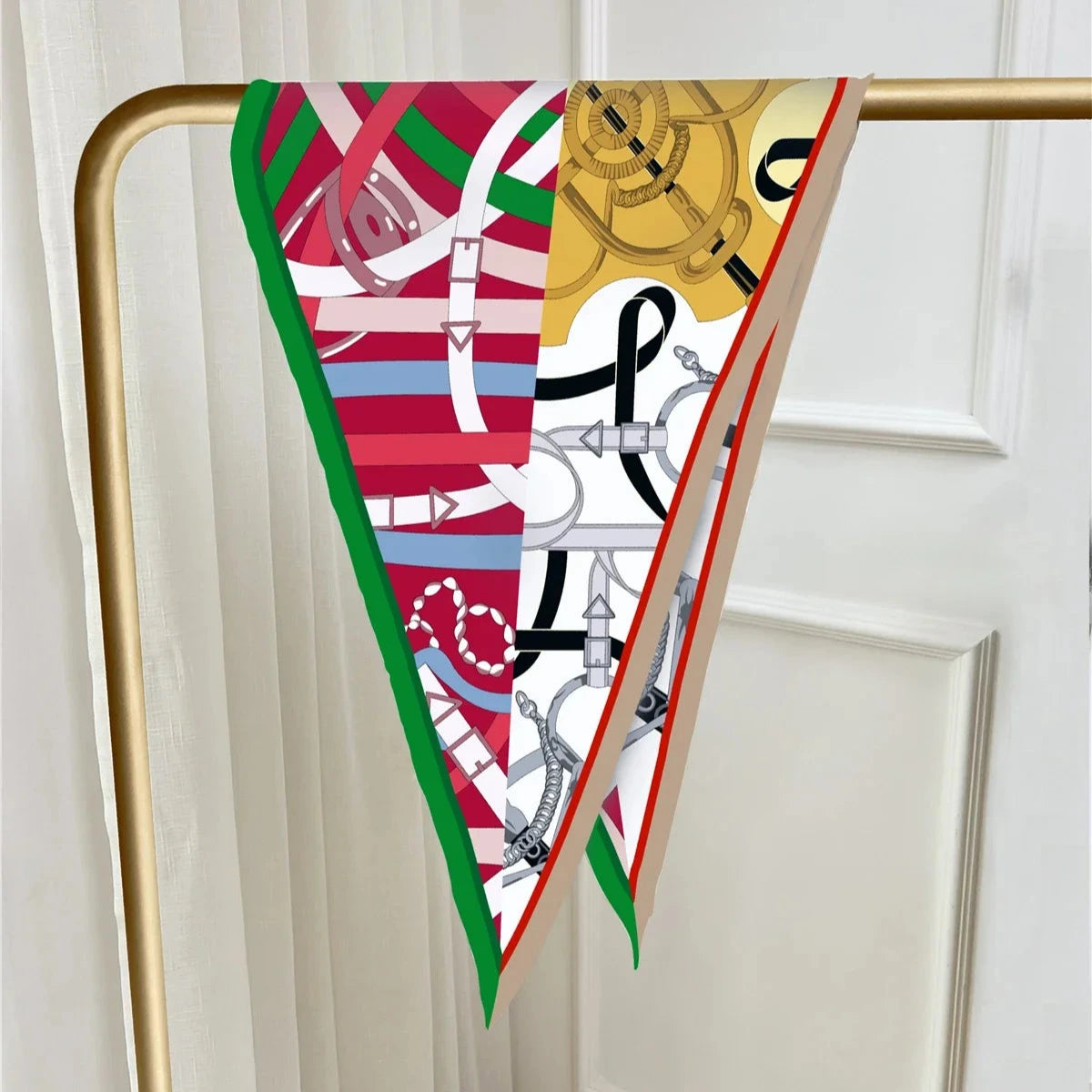 Reins Red Silk Diamond Scarf