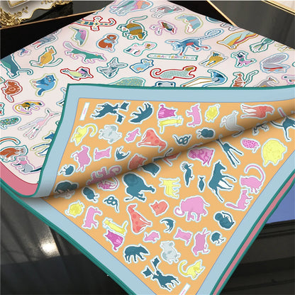 Animals White & Orange Double Print Scarf / 90cm