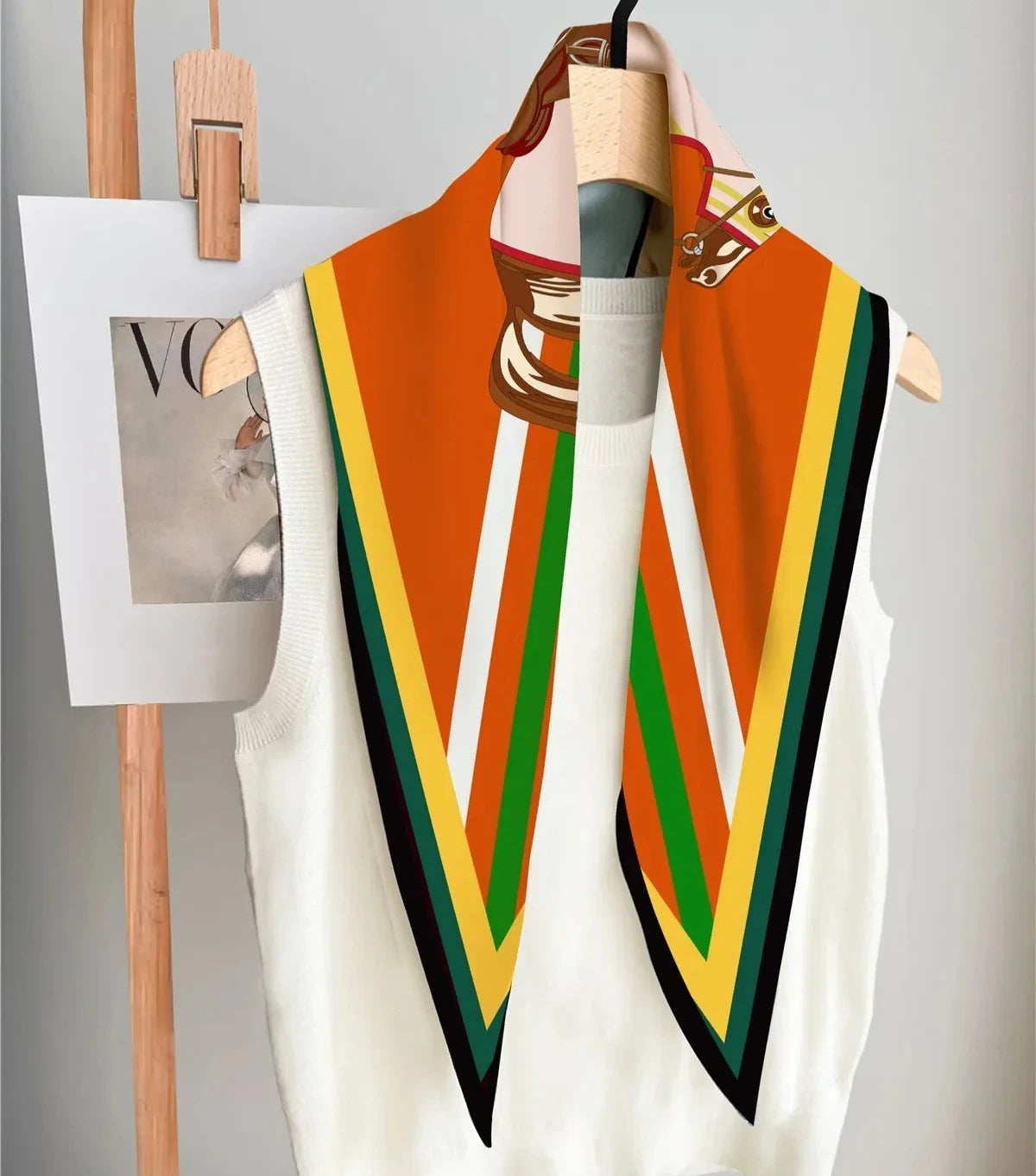 Maxine Orange Silk Diamond Scarf