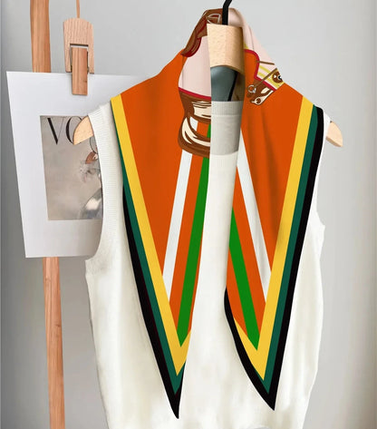 Maxine Orange Silk Diamond Scarf