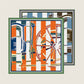 Wheel Stripes Orange & Blue Double Print Scarf / 90cm