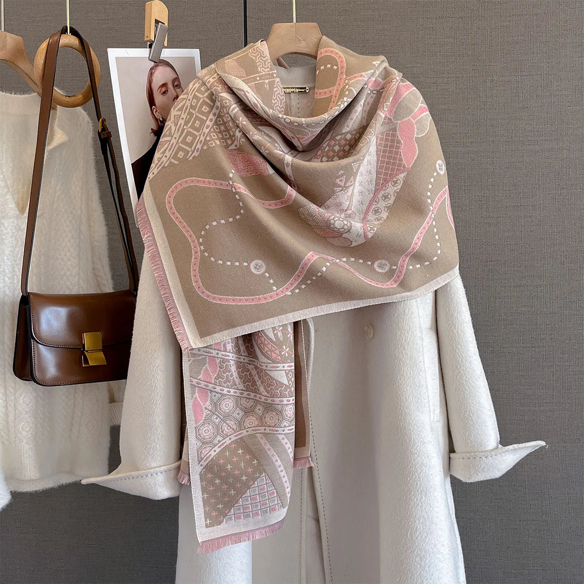 Edwige Pashmina Scarf Khaki