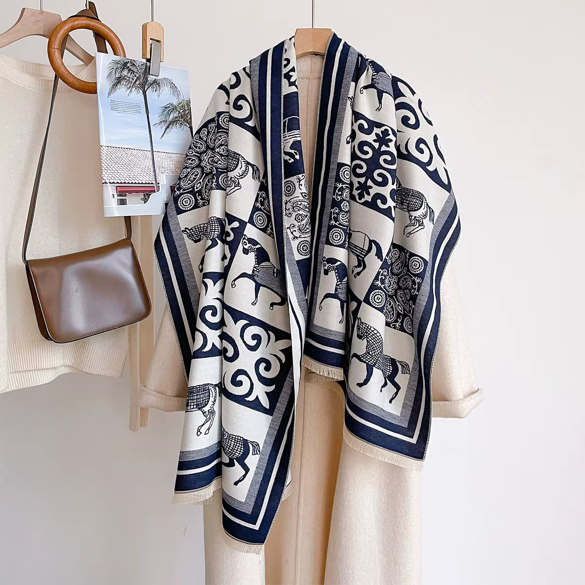 Laetitia Pashmina Scarf Navy