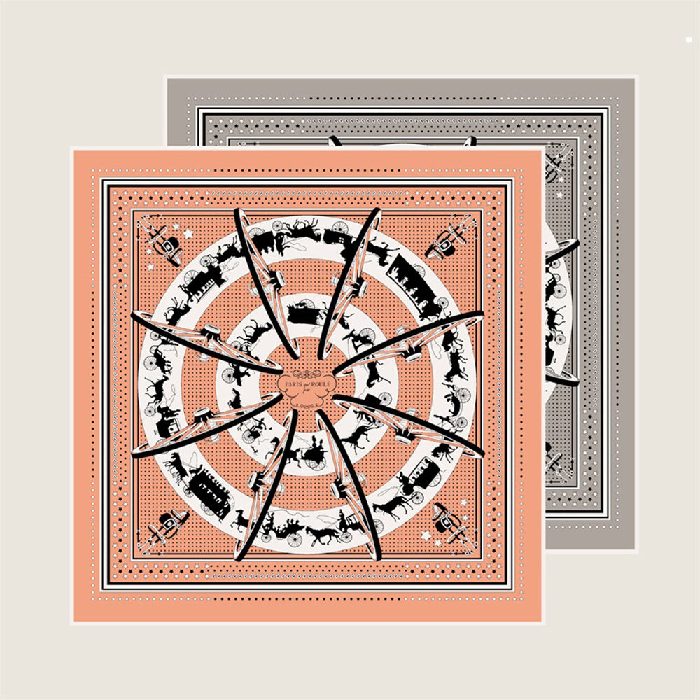 Carriage Circle Pink Double Print Scarf / 90cm