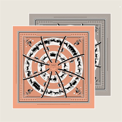 Carriage Circle Pink Double Print Scarf / 90cm