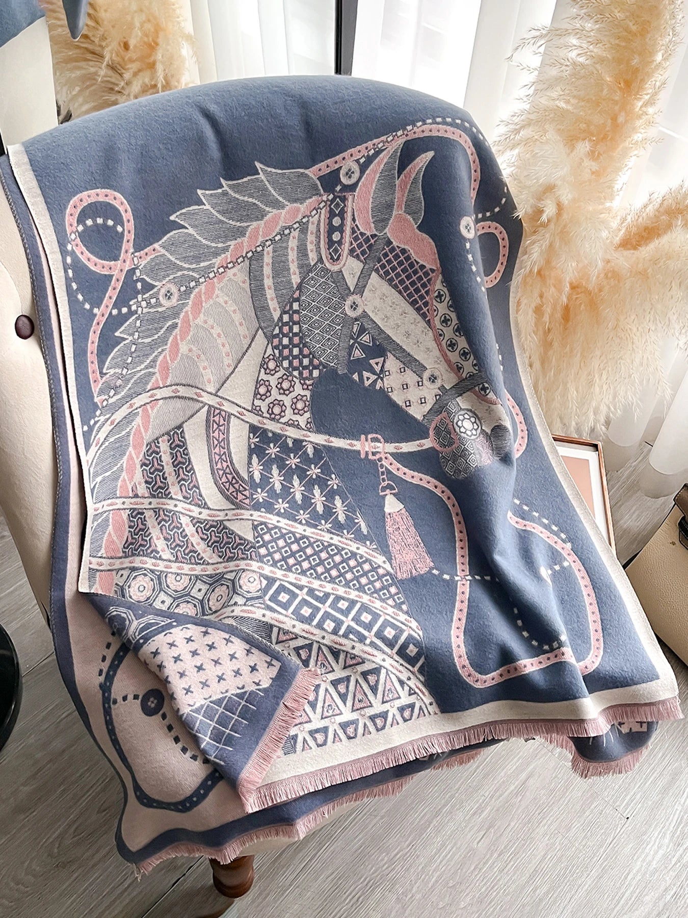 Edwige Pashmina Scarf Blue