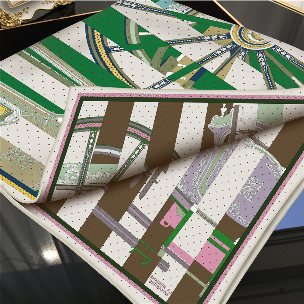 Wheel Stripes Green Double Print Scarf / 90cm