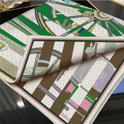 Wheel Stripes Green Double Print Scarf / 90cm