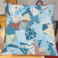 Geometric Saddle Blue Silk Scarf / 90cm