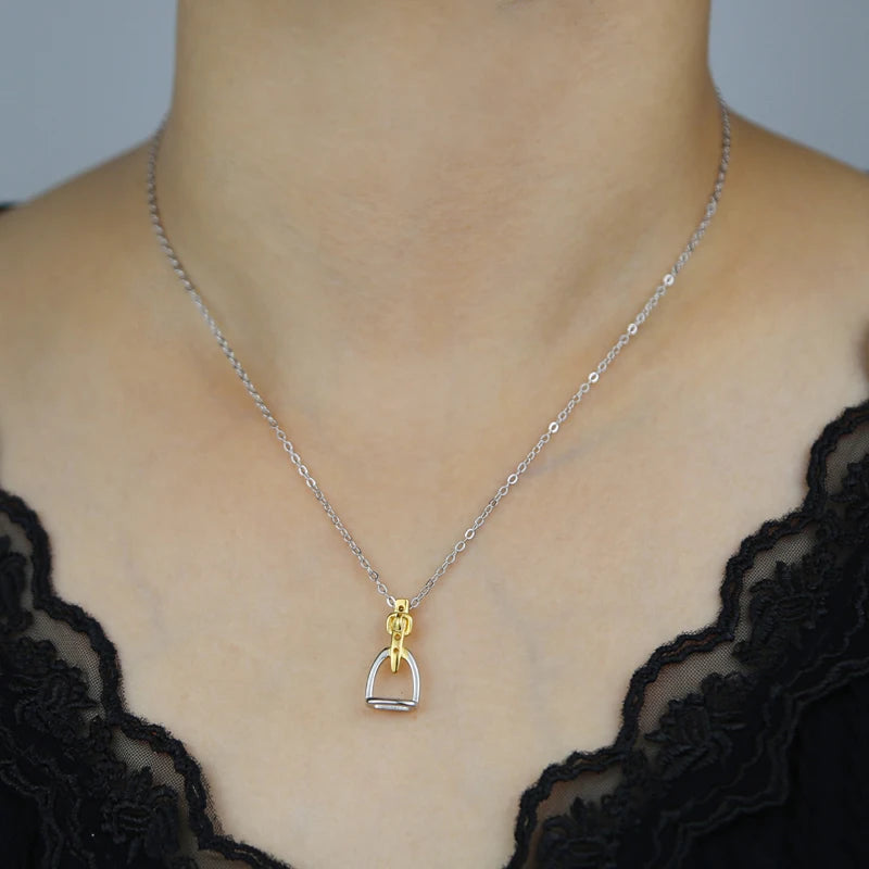 Stirrup Pendant Necklace (Gold and Platinum Plated)