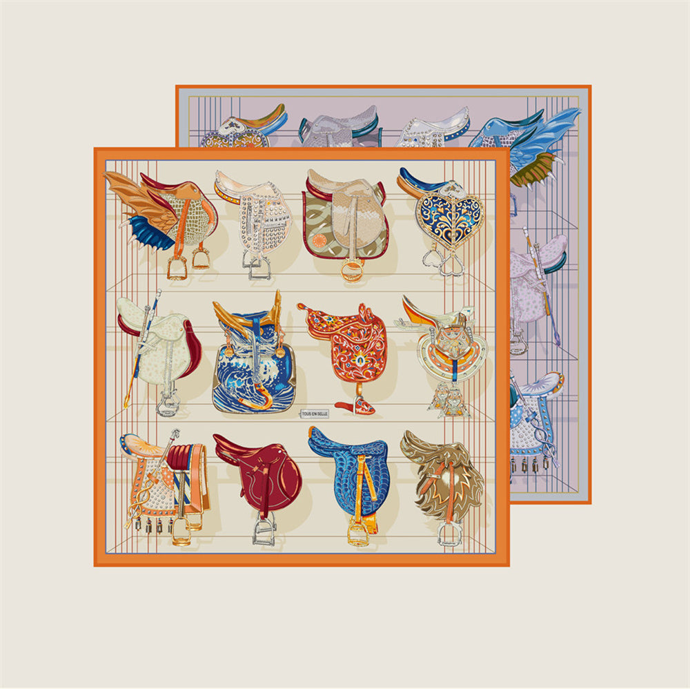 Saddle World Orange Double Print Scarf / 90cm