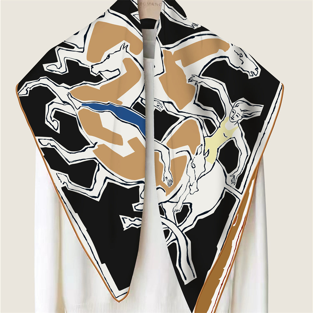 Horse Dancer Black Double Print Scarf / 90cm