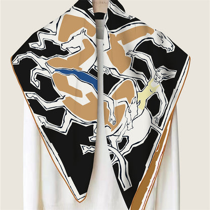 Horse Dancer Black Double Print Scarf / 90cm