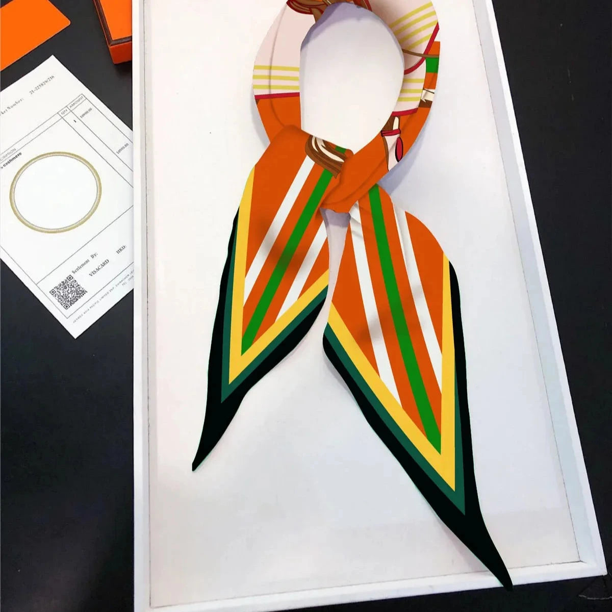 Maxine Orange Silk Diamond Scarf