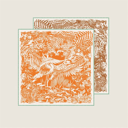 Tropical Garden Orange & Brown Double Print Scarf / 90cm