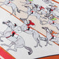 Horse Race Khaki Silk Scarf / 90cm