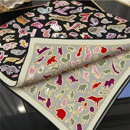 Animals Black & Gray Double Print Scarf / 90cm