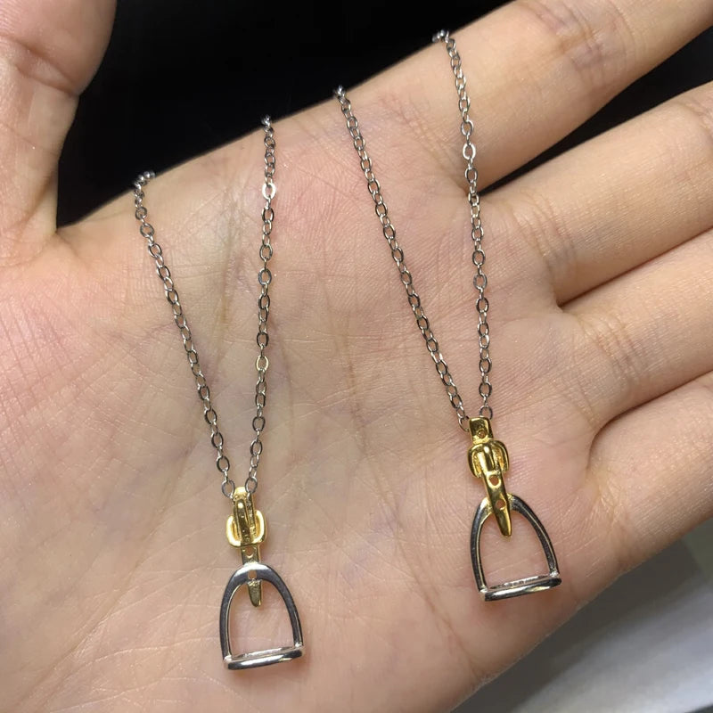 Stirrup Pendant Necklace (Gold and Platinum Plated)