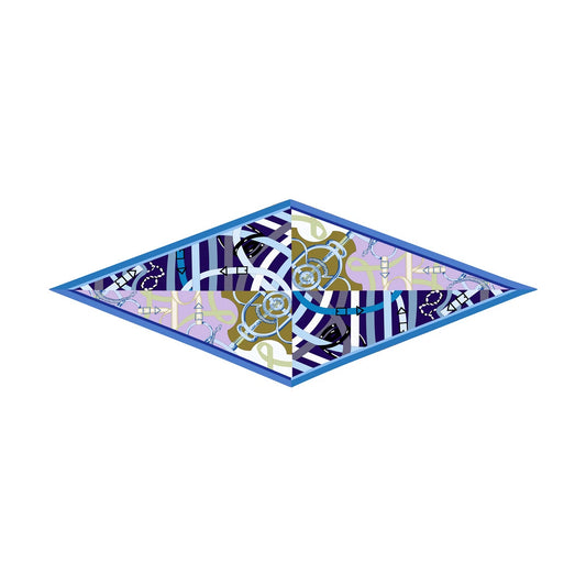 Reins Blue Silk Diamond Scarf
