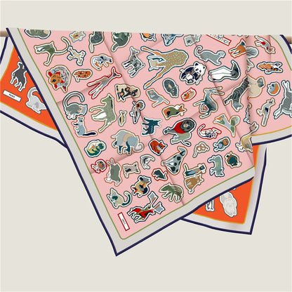 Animals Pink & Orange Double Print Scarf / 90cm