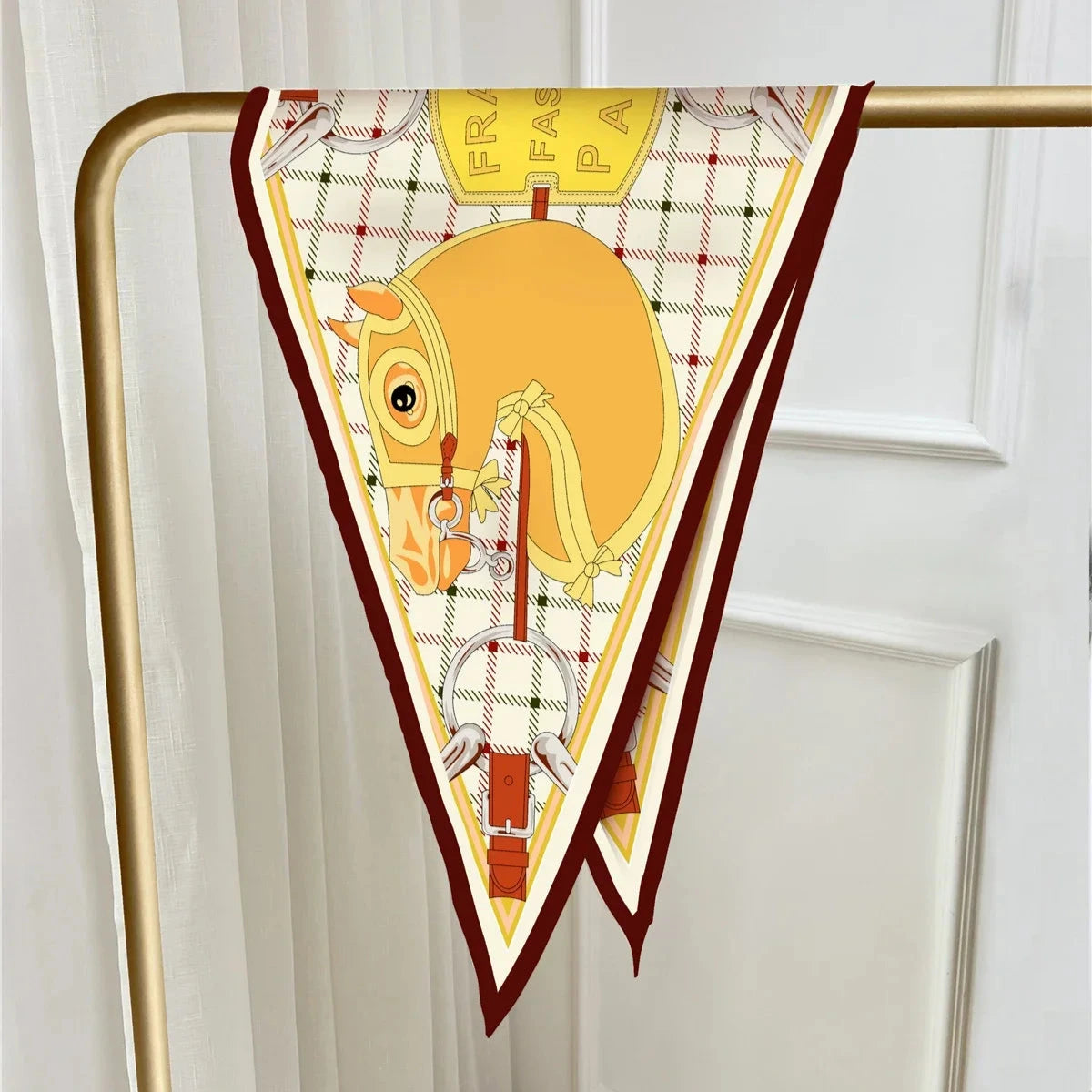Head Beige Silk Diamond Scarf