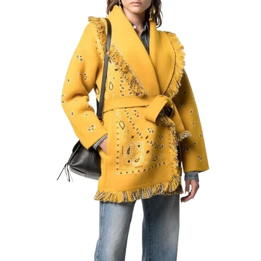 Yellow Ahanu Oversized Cardigan Jacket