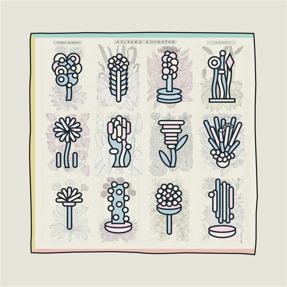 Plant Catalog White Double Print Scarf / 90cm