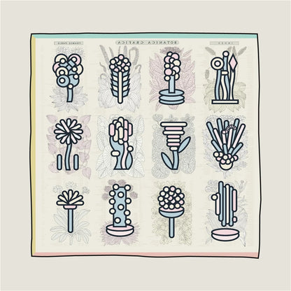 Plant Catalog White Double Print Scarf / 90cm