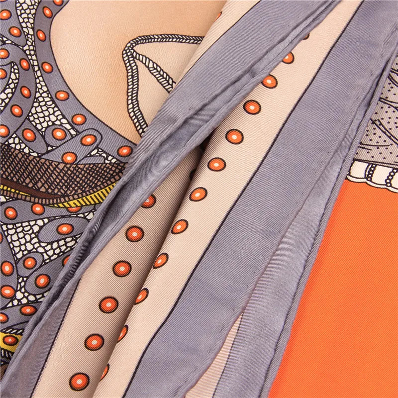 Saddle Orange Silk Scarf / 90cm