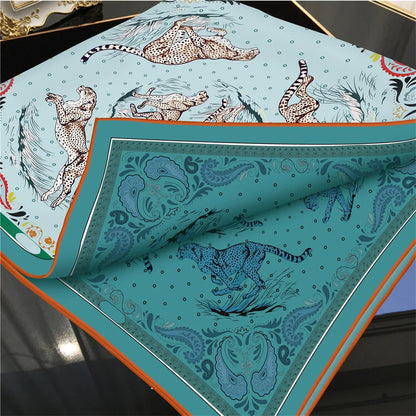 Leopard Green Double Print Scarf / 90cm