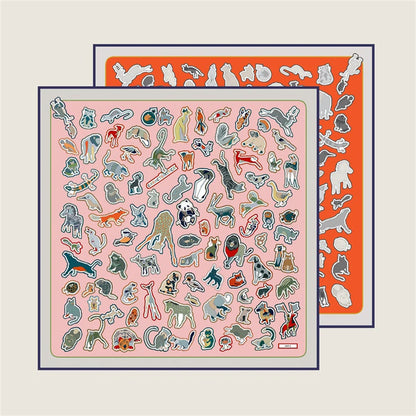 Animals Pink & Orange Double Print Scarf / 90cm
