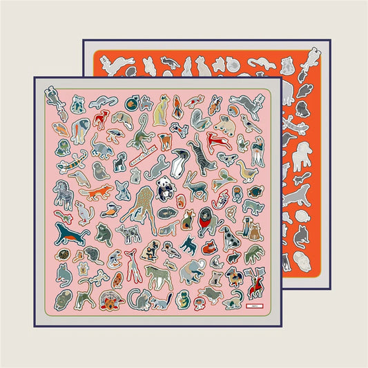 Animals Pink & Orange Double Print Scarf / 90cm