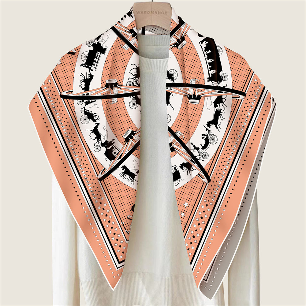 Carriage Circle Pink Double Print Scarf / 90cm