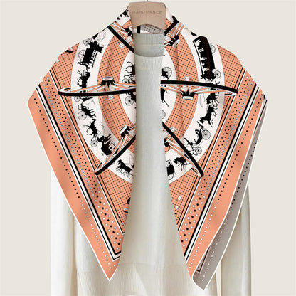 Carriage Circle Pink Double Print Scarf / 90cm