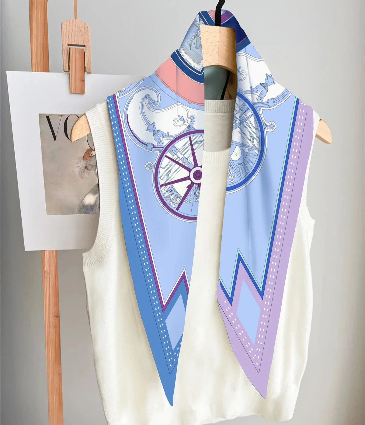 Wheel Purple Silk Diamond Scarf