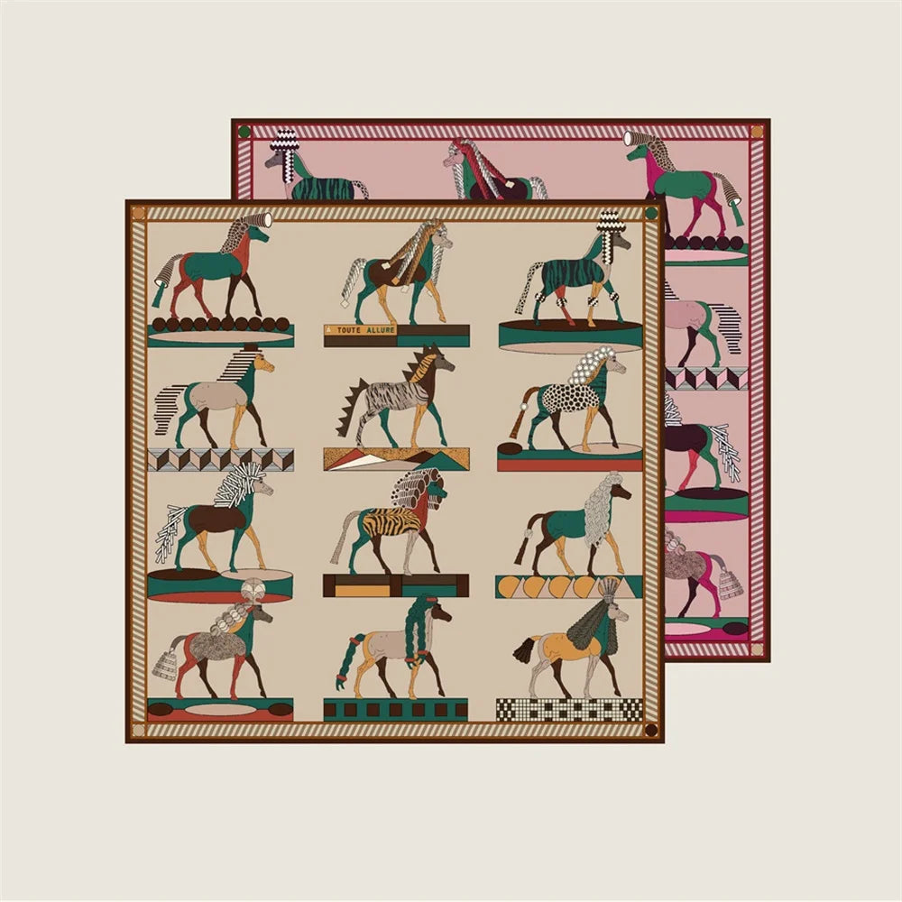 Horse Mane Beige Double Print Scarf / 90cm