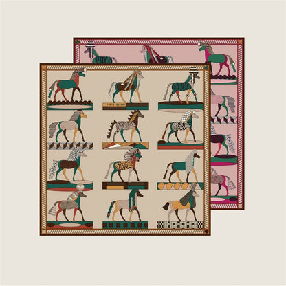 Horse Mane Beige Double Print Scarf / 90cm