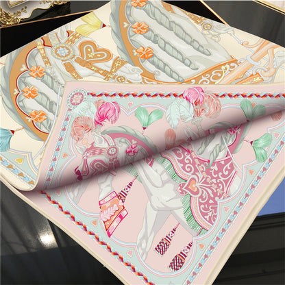 Two Horses Beige Double Print Scarf / 90cm