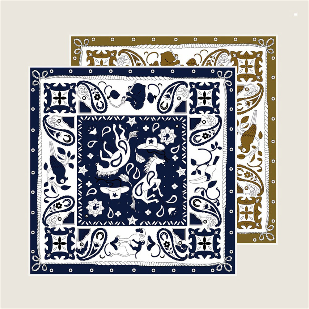 Animals Navy Double Print Scarf / 90cm