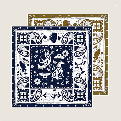 Animals Navy Double Print Scarf / 90cm